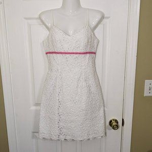 Lilly Pulitzer Vintage 90s White Cotton Floral Lace Sleeveless Dress - size 2*